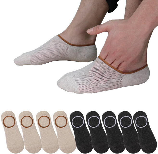 이너피아 남성 라인 메쉬 페이크삭스 시원한 여름 검정 덧신 실리콘 남자 덧신 양말 10켤레