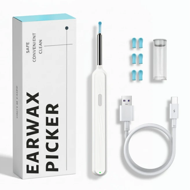 리베이라 초고화질 내시경 귀이개 셀프 귀청소 스마트면봉 귀파개 지능형 어플지원, 화이트, 1개 - 쿠팡