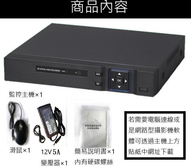監控主機 12V/5A, 1套, DVR4R