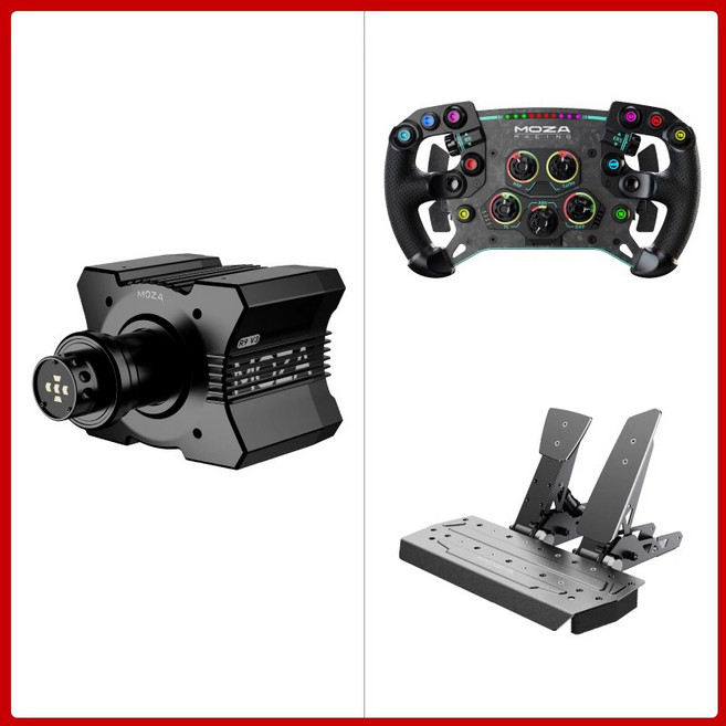 [CTK] MOZA R9 V3 게이밍 레이싱 시뮬레이션 PC 프로급 180W공율 다이렉트 드라이브 핸들 페달, R9 V3 베이스+GS V2P핸들+SRP 2페달