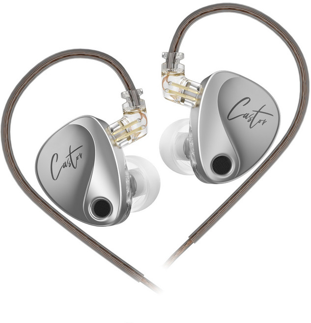 Keephifi KZ Castor HIFI 유선 인이어 이어폰 IEM 조절식 음악 이어폰, 노마이크, 슬리버