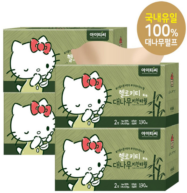 헬로키티 대나무 키친타올 톡톡 (130매X4개), 130개입, 4개