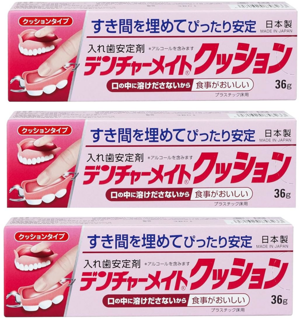 덴처 메이트 쿠션 타입 틀니 안정제 36gX3개 일본, 36ml, 3개