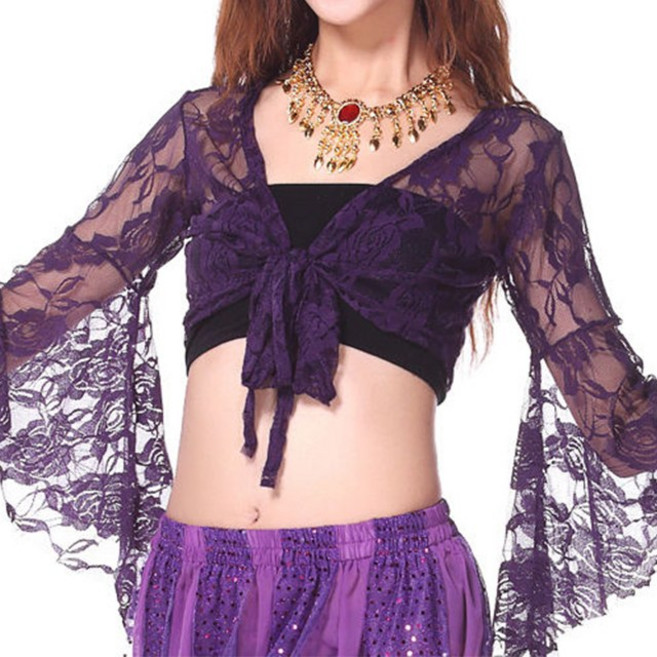 벨리 볼레로 탑 성인 밸리댄스복 상의 라인 라틴, 퍼플
