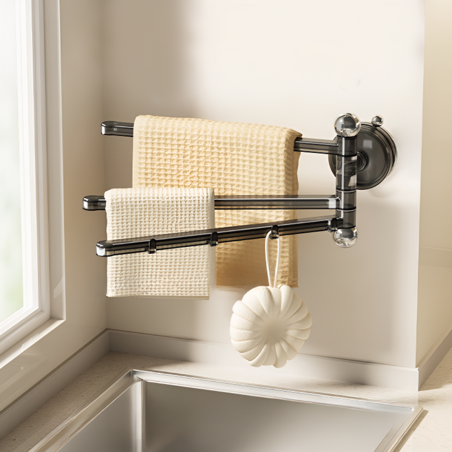 라앤민코 무타공 행주걸이 싱크대 다용도, 투명블랙, 1개