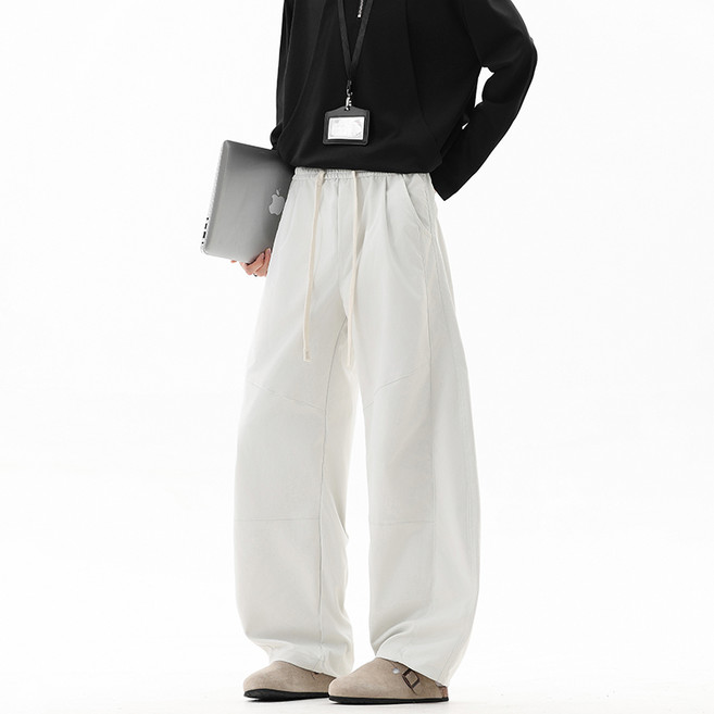 FINAL SENSE유니섹스 캐주얼 팬츠 루즈한 와이드 팬츠 봄 여름가을 모두 착용 가능 편안한 느낌의 커브드 팬츠