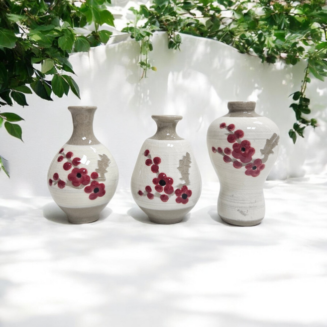 [예조] 개업선물 집들이선물 화이트 매화 미니 도자기 화병 3종세트 한국도자기 한국기념품 외국인선물, 백색