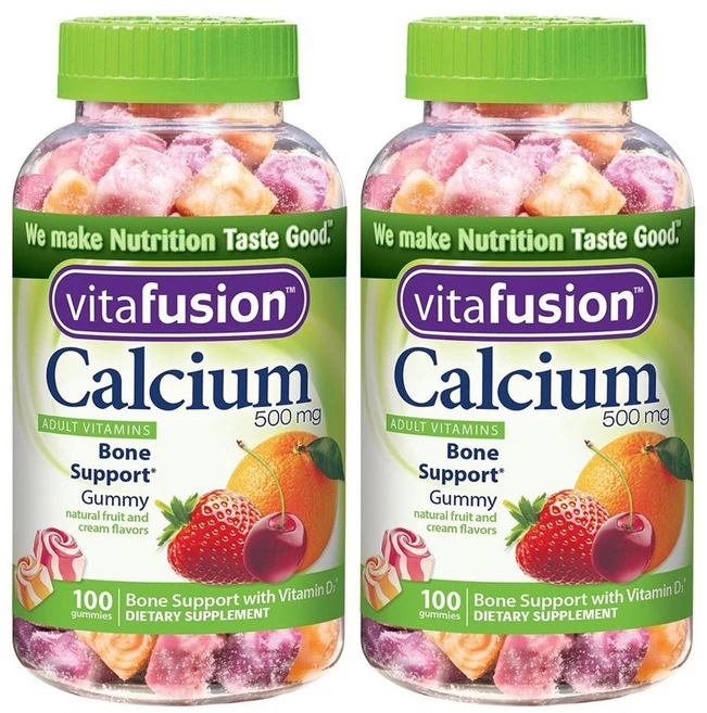 비타퓨전 칼슘 500mg 비타민D3 1000IU 200구미 [2개 묶음], 100정, 2개 - 쿠팡