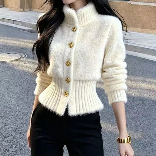 QEWBG 따뜻한 겨울 퍼자켓 여성용 허리라인 예쁜 슬림핏 외투