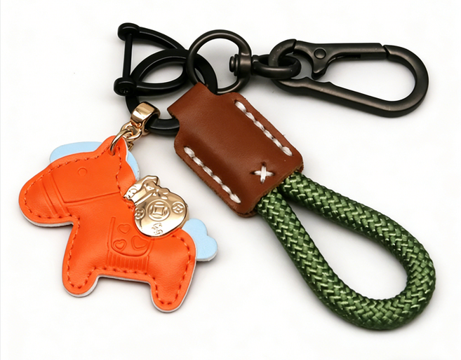 언리트블 병오년 말 가죽 키링 키홀더 가방 열쇠고리