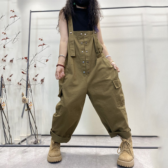 여성 점프수트 빅사이즈 캐주얼 넉넉한 편한 멜빵바지 Women's pants