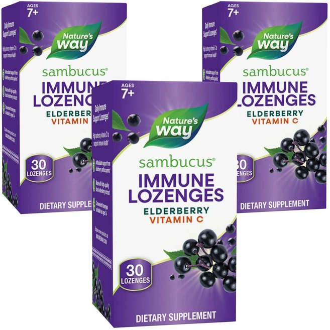 네이쳐스웨이 오리지널 샘부커스 스탠더다이즈드 엘더베리 로젠지, 3개, 30정 - 쿠팡
