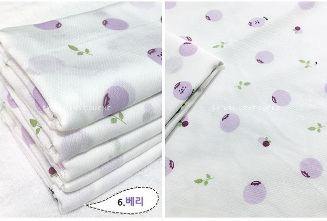 국산 순면 무형광 엠보면 나염 가제 손수건 총10장, 6.베리, 10개