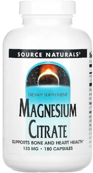 Source Naturals 소스 내추럴스 마그네슘 시트레이트 133mg, 1개, 180정 - 쿠팡