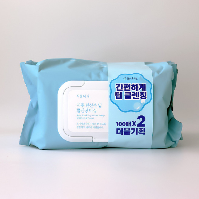 식물나라 제주 탄산수 딥 클렌징티슈, 100매입, 2개
