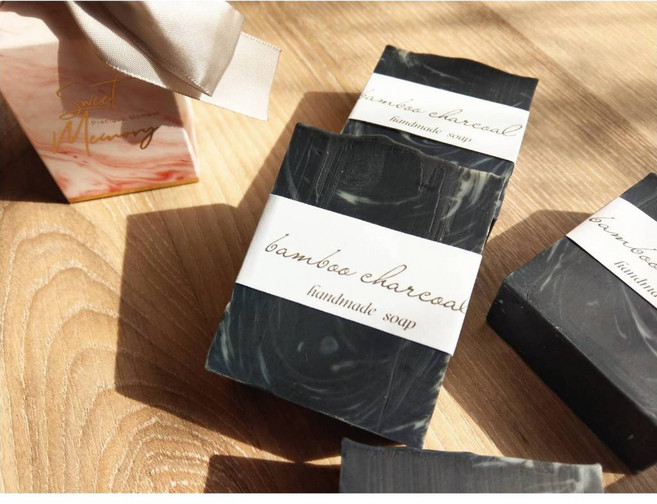 福田皂坊 竹炭洗顏沐浴手工皂 竹炭渲染冷製皂, 110g, 1個