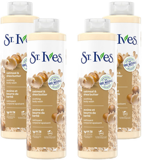St. Ives 세인트입스 세인트이브스 수딩 바디워시 오트밀 앤 시어버터, 650ml, 4개