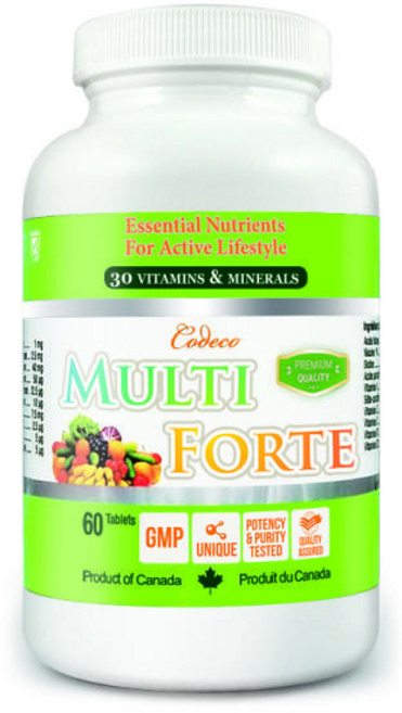 코데코뉴트리션 멀티포르테 60캡슐 30가지 종합비타민 코데코 종합비타민 60정 CODECO MULTI FORTE 60caps 코데코 종합비타민 캐나다에서 직배송, 1개