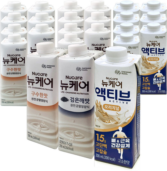 뉴케어 구수한맛+검은깨맛+액티브 균형영양식, 24개, 200ml