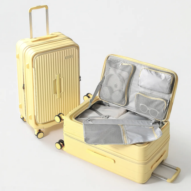 우위제 100%pc 전면 개방형 캐리어 확장형 대용량 캐리어 대형 여행 트렁크 가방 tsa락