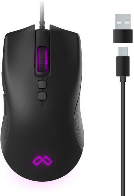 맥스틸 C타입 USB 무소음 게이밍 유선 마우스, 블랙, GM-C2U