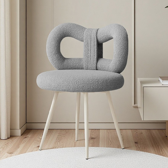 쿠리브 푹신한 의자 미니 리본 등받이 화장대의자, 1개, 그레이 고정형13