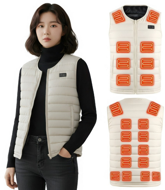 [KC인증] 남녀공용 발열조끼 USB 발열구역 22개 온열조끼 열선조끼 골프 낚시 작업복 낚시 등산-HA02