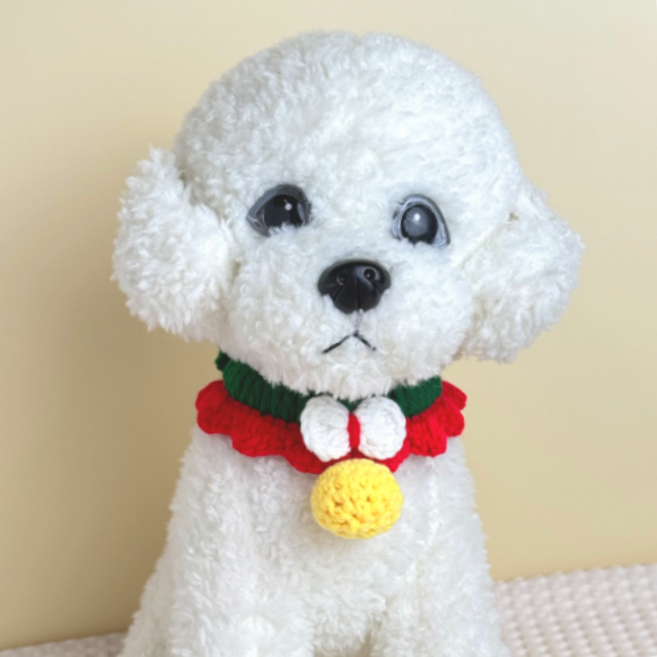 큐앤캐롯 반려동물 핸드메이드 니트 케이프 리본방울, 성탄, 1개