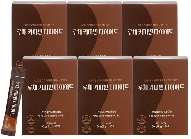 루체 다이어트 커피 6개월분 180포 그린 커피빈 다이어트 체지방 허리둘레 감소 기능성원료 헤즐럿향, 180개, 2g
