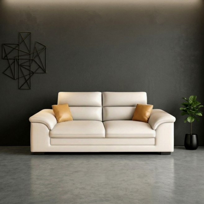 베아트룸 프리미엄 미니멀 3-4인용 가죽 소파 BRD2323, 아이보리_170cm