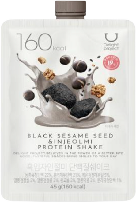 딜라이트 프로젝트 단백질 쉐이크 프로틴 흑임자인절미맛, 7개, 45g