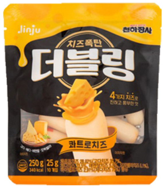 진주햄 천하장사 더블링 콰트로 치즈 250g 천하장사 소세지 소시지, 2개