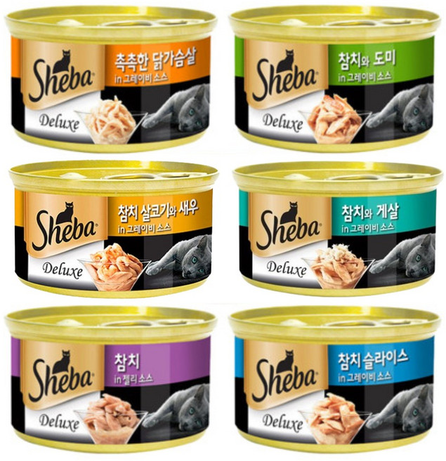 쉬바 고양이캔 85G 6가지맛 버라이어티세트 주식캔, 1세트