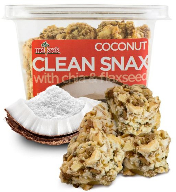 Melissa's 베지터블 비건 과자 스낵 멜리사의 클린 스낙스 치아씨드와 아마씨 포함 글루텐 프리 포장 간식 재료 인공 향료 없음 저나트륨 건강한 바삭한 5개입 크랜베리, 코코넛, 7온스 (5팩), 1개