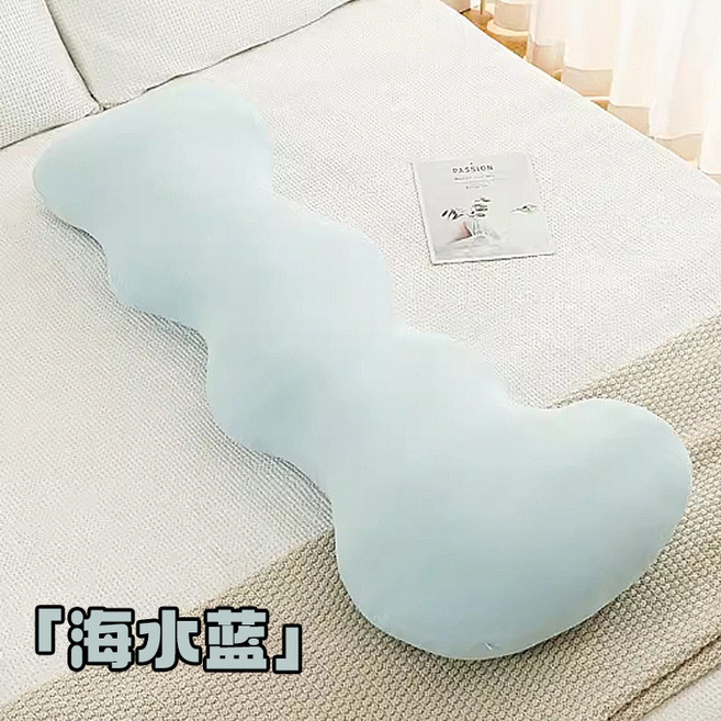 長條抱枕一件代發 女生睡覺夾腿抱枕 牀上靠枕牀頭靠墊 可拆洗側, 海水藍