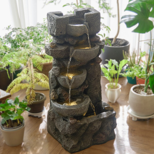 VITALO 연담헌 워터폴 오브제 분수대 플랜테리어 중대형 매장 쇼룸 인테리어 소품 수경 홈가든 행사장 실내분수 가습 빈티지 감성 정원 폭포, 분수대_PGC1308