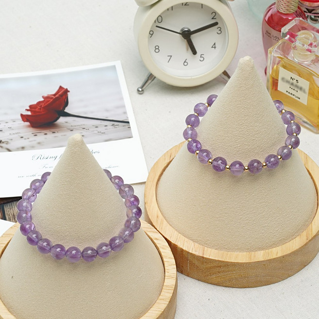 2월 탄생석 자수정 원석 팔찌 남자 여자 선물 염주팔찌