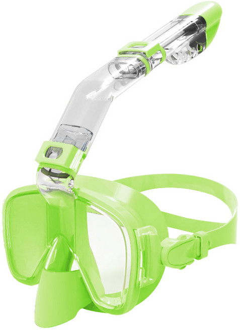 인피아 스노쿨링 마스크 스노쿨링 세트 듀얼 글라스, 라이트그린