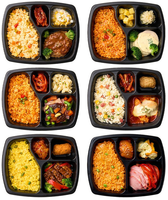 굿스푼 나시고랭 빠에야 김치 햄야채 양많은 고기반찬 햄 치즈불닭 훈제오리 편의점 볶음밥 도시락, 3찬4구 볶음밥 & 반찬세트, 1.273kg, 1세트