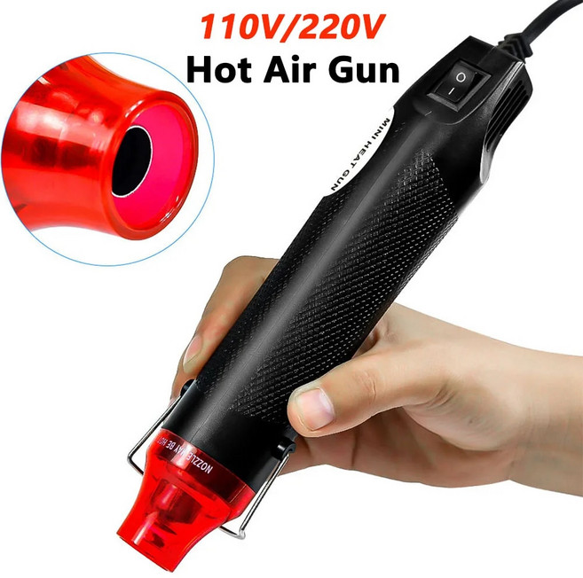 DIY 공예용 휴대용 열풍 건 전기 가열 건 고온 공기 온도 건 랩 플라스틱 수축 도구 EU US 110V 220V 300W, [02] US plug110V, 1개, 2)US plug110V