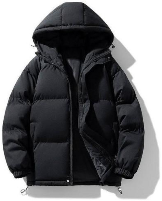 秋冬男款防風防水保暖連帽羽絨外套，大尺碼休閒運動鋪棉防寒大衣