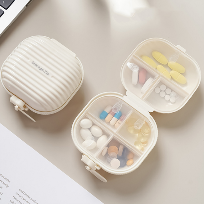 로멀리 휴대용 일주일 미니 알약 케이스, 밀크화이트 1개