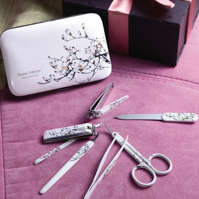 삐삐템 벨금속 BN-8177A 7P 목련사각 나노 손톱깎이 선물 세트 면세점 판매 홍보 판촉 명품 디자인이 미려한 인쇄 스티커 포장 감사 카드, 1개