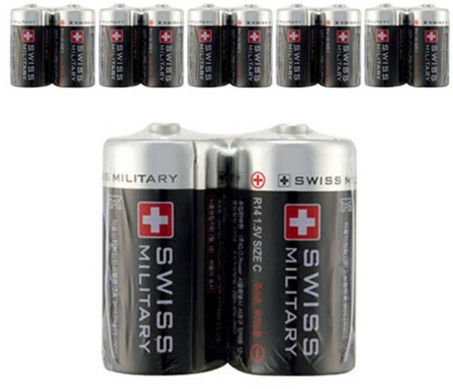 스위스밀리터리 망간 C형 건전지 12개, 2개입, 6개