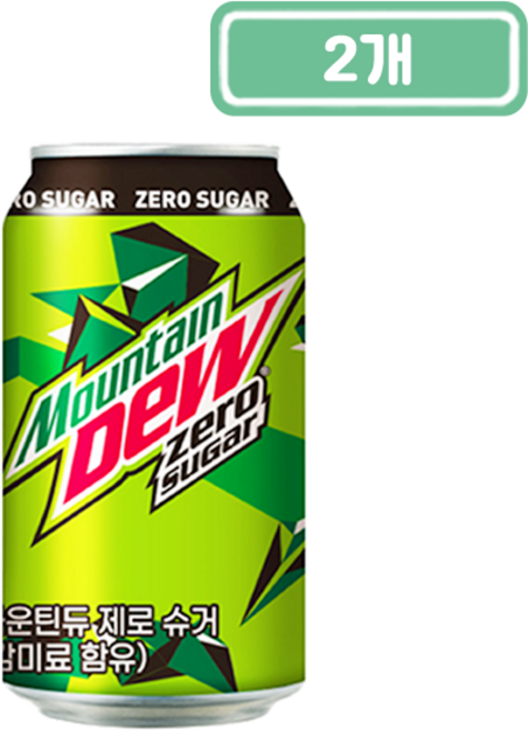 롯데칠성 마운틴듀 제로 슈거 캔음료, 355ml, 2개
