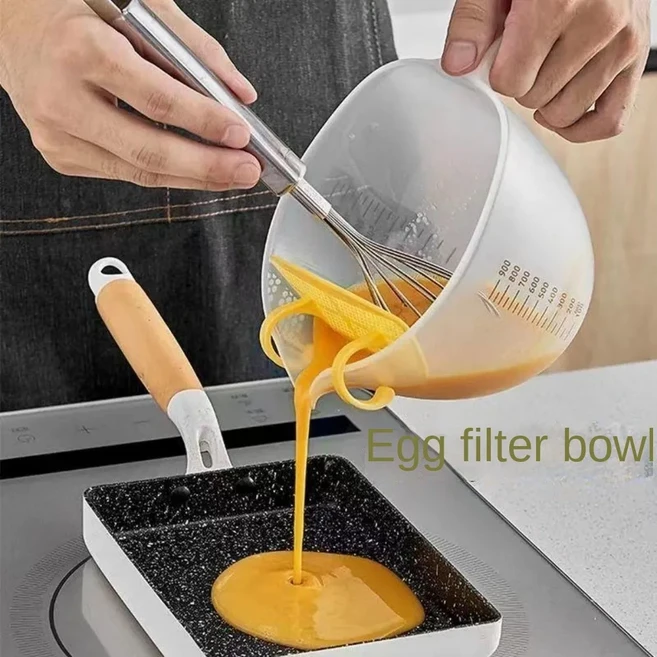베이커리용 필터 측정 컵 계란 액체 혼합 컵 내장 필터 플레이트 투명 측정 컵 1000ml, 01 500ML, 1개