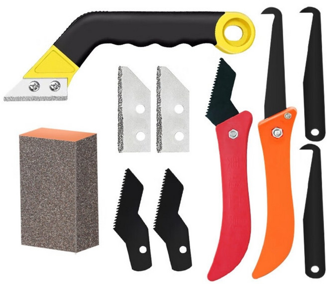 전문타일 틈새제거공구 10종 세트 타일 세라믹 타일 줄눈 청소, 1세트