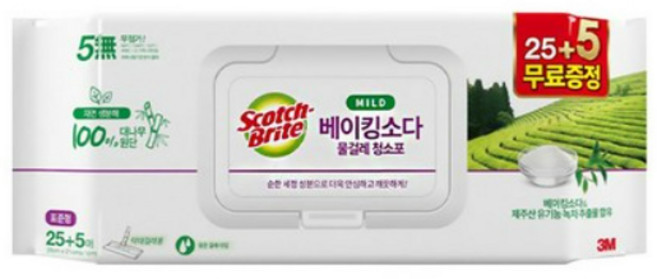 3M 스카치브라이트 베이킹소다 물걸레 청소포, 4개