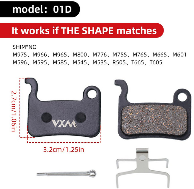 VXM 반금속 자전거 브레이크 M315 로드 디스크 사이클링 XT 패드 유압 XTR MTB 부품, 1개, 23. 01D-1 Pair