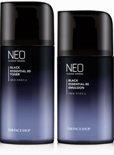 [블리샵]더페이스샵 네오 클래식 옴므 블랙 에센셜 2종 단품구성 (토너+에멀젼), 1개